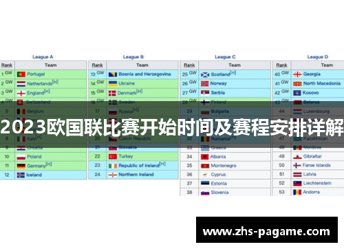 2023欧国联比赛开始时间及赛程安排详解 2023欧国联比赛开始时间及赛程安排详解